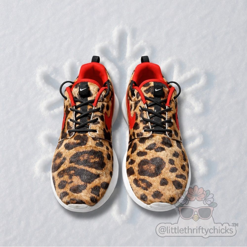 Nike RARE Roshe Run REAL Pony Hair Leopard Sneakers Size 7.5